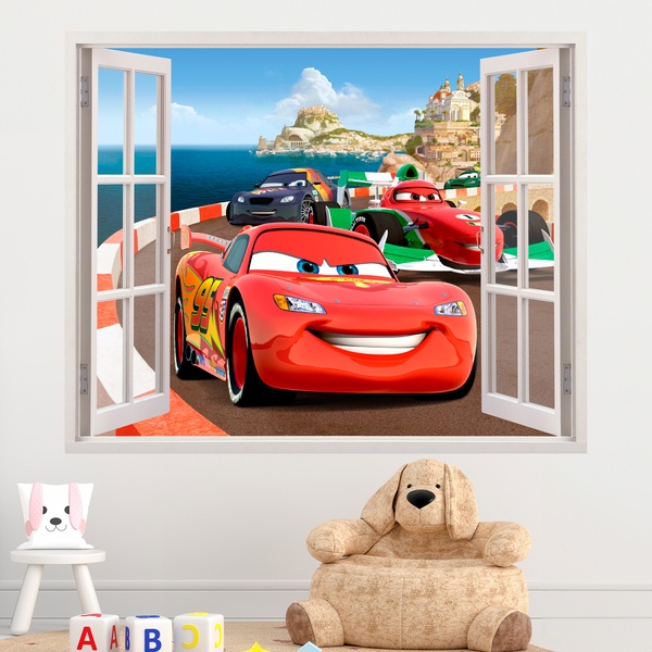 Kinderzimmer Wandtattoo: Fenster von Cars in Italien