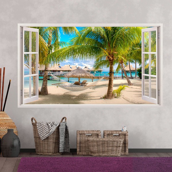 Wandtattoos: Panorama Hängematte am Strand