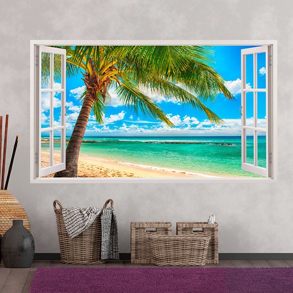 Wandtattoos: Große Palme am Strand
