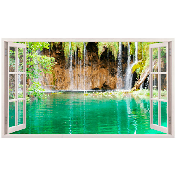 Wandtattoos: Panoramafenster See und Wasserfall