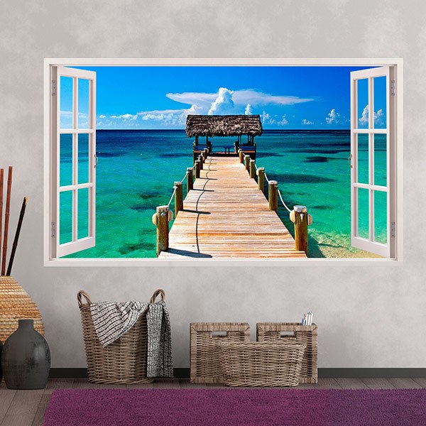 Wandtattoos: Panorama Tor zum Meer in Bahamas