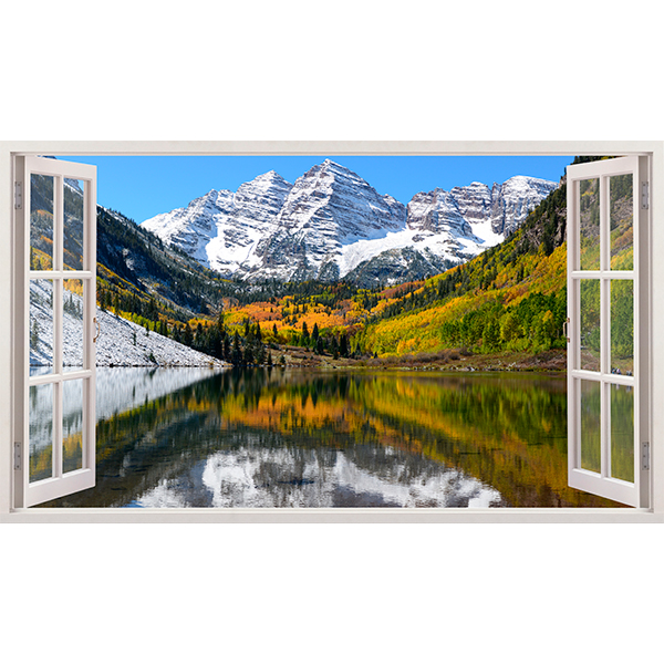 Wandtattoos: Panoramablick auf den Herbstsee