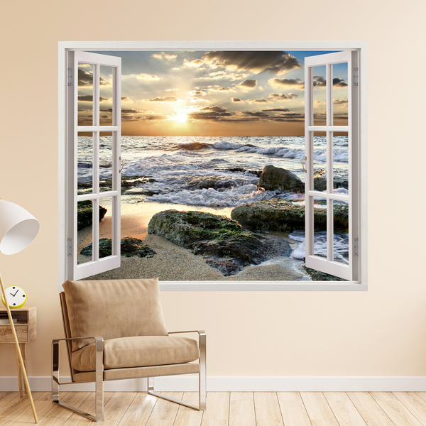 Fenster-Wandtattoo Sonnenuntergang am Meer 3
