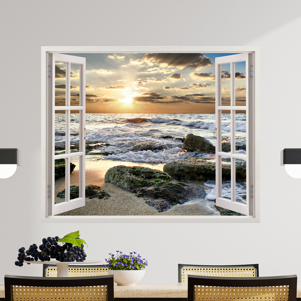Fenster-Wandtattoo Sonnenuntergang am Meer 4