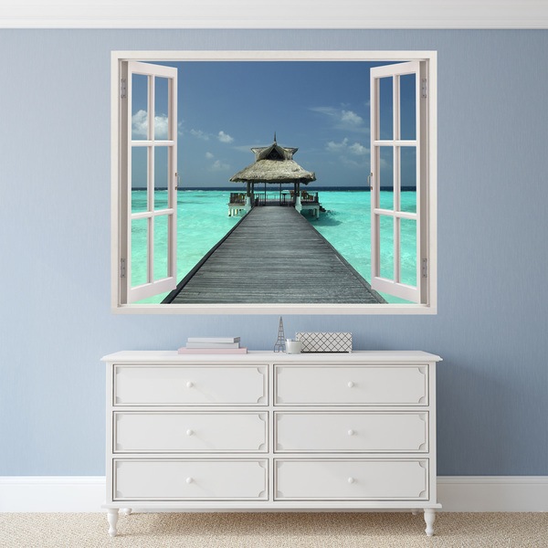 Fensterblick Steg am Meer 0