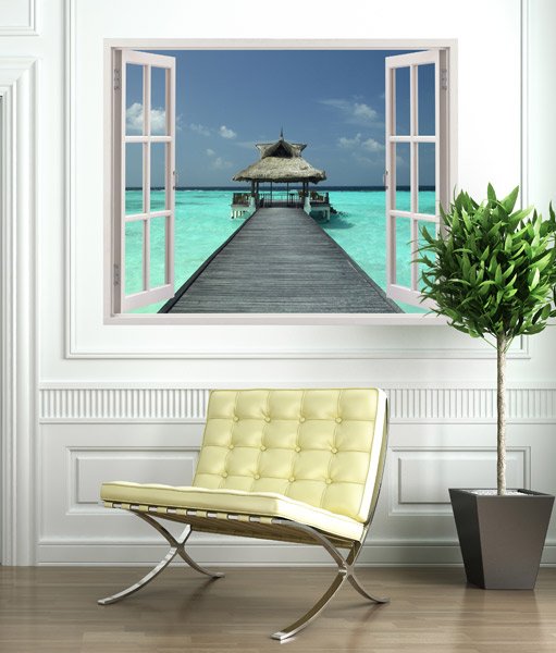 Fensterblick Steg am Meer 2/2