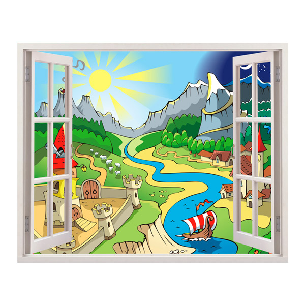 Kinderzimmer Wandtattoo: Fenster Tal der Abenteuer