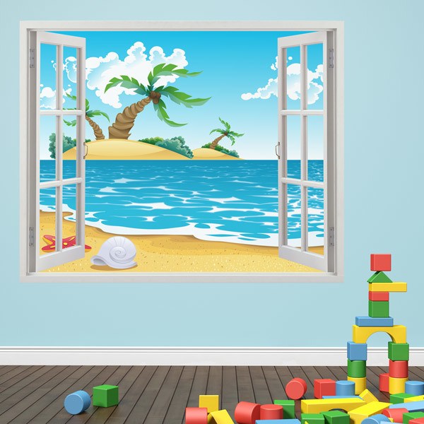 Kinderzimmer Wandtattoo: Fenster Verlorene Insel