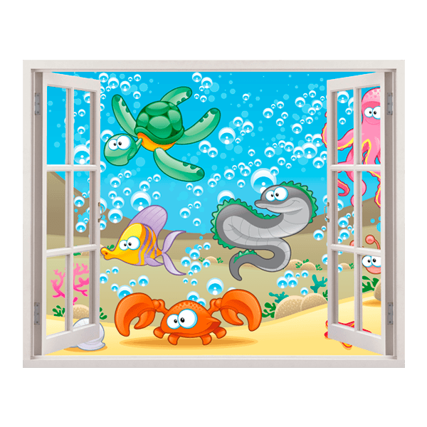 Kinderzimmer Wandtattoo: Fenster Meeresboden.