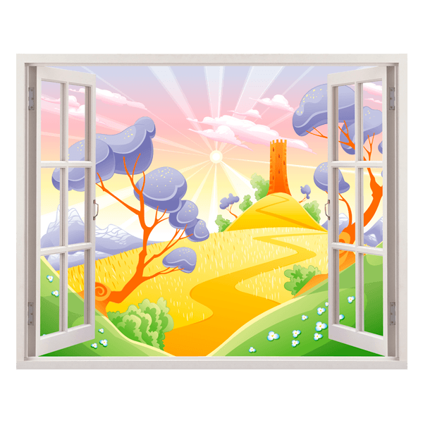 Kinderzimmer Wandtattoo: Fenster Weizenfelder