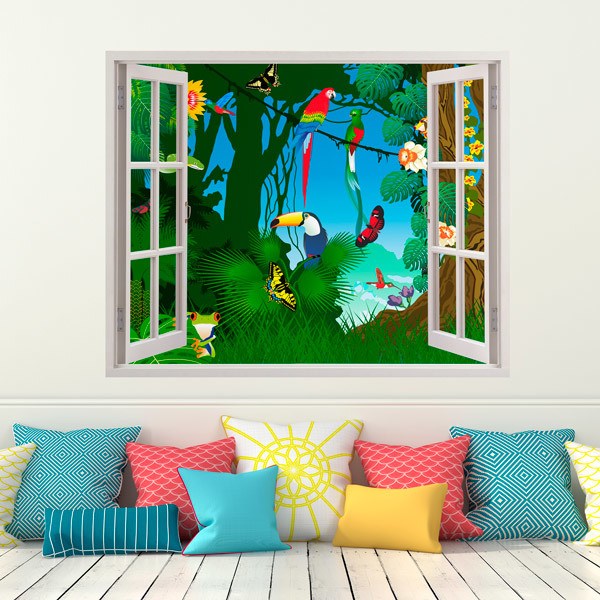 Kinderzimmer Wandtattoo: Fenster Dschungel