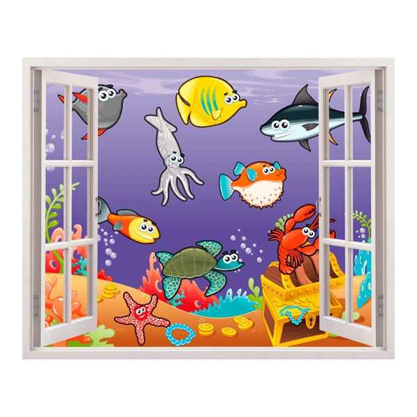 Kinderzimmer Wandtattoo: Fenster Meerestiere