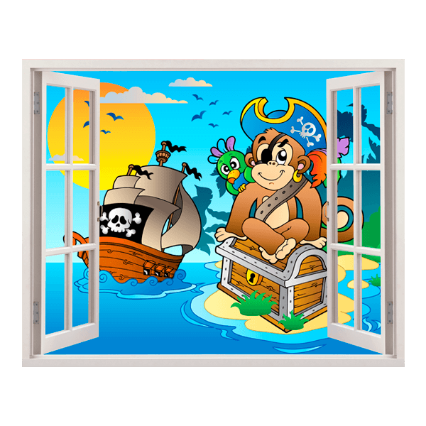 Kinderzimmer Wandtattoo: Fenster Der Schatz des Affen