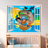 Kinderzimmer Wandtattoo: Fenster Regenbogen im Wald 3