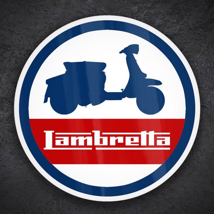 Aufkleber: Lambretta Seitenansicht im Retro-Emblem