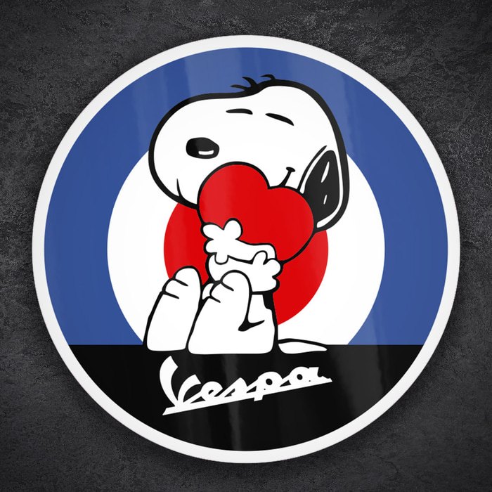 Aufkleber: Snoopy Mod mit Vespa und Herz
