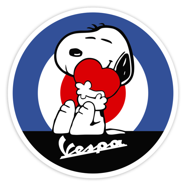 Aufkleber: Snoopy Mod mit Vespa und Herz