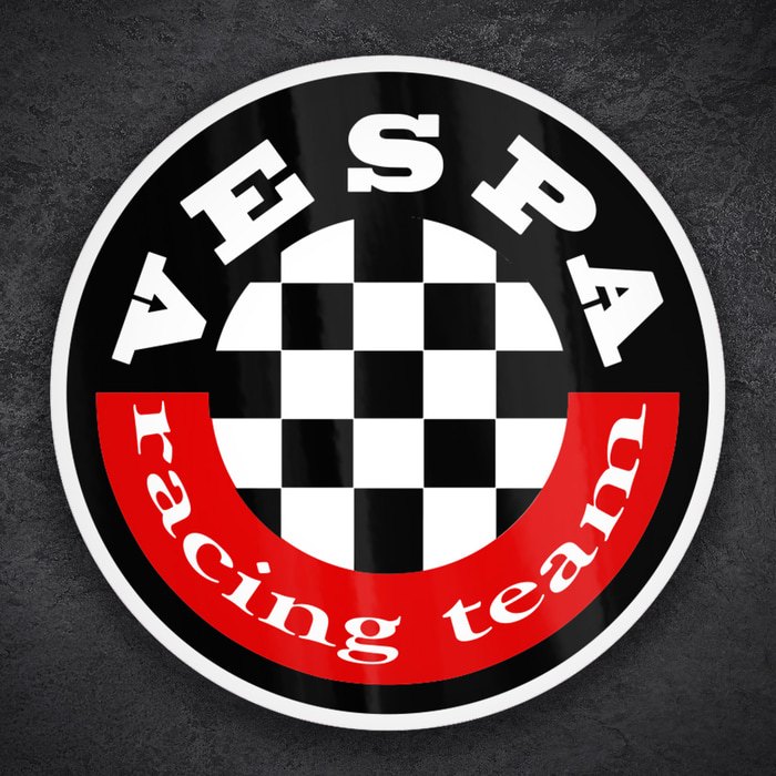 Aufkleber: Vespa Racing Team mit Schachbrettmuster