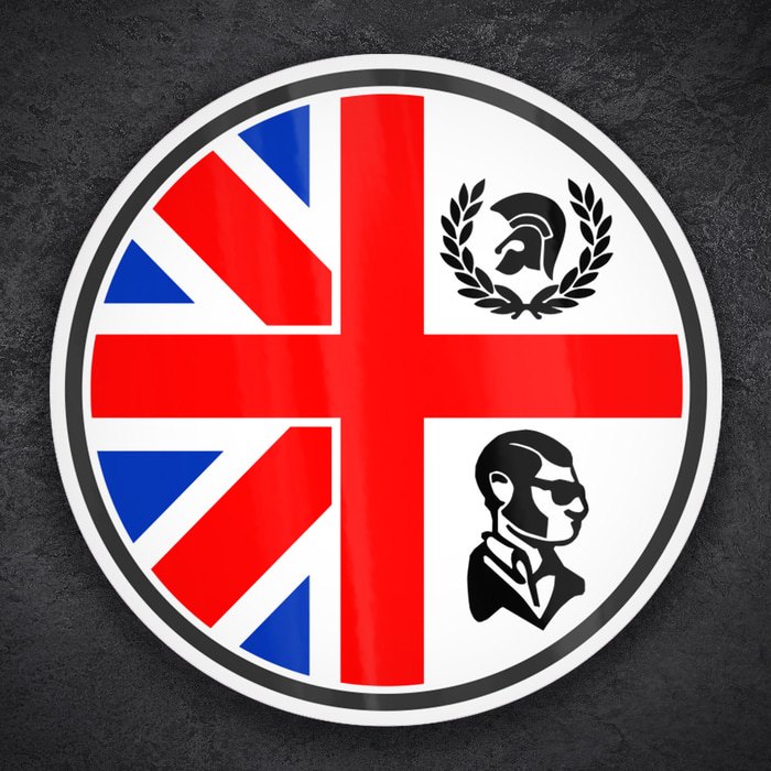 Aufkleber: Skinhead UK Emblem mit Kreuz und Trojan