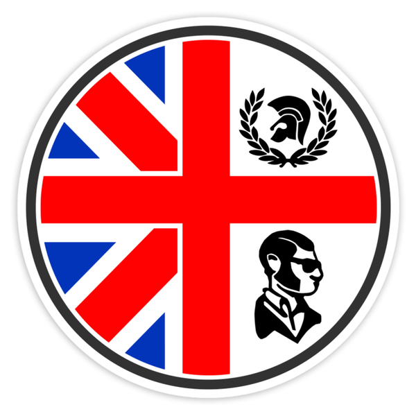 Aufkleber: Skinhead UK Emblem mit Kreuz und Trojan