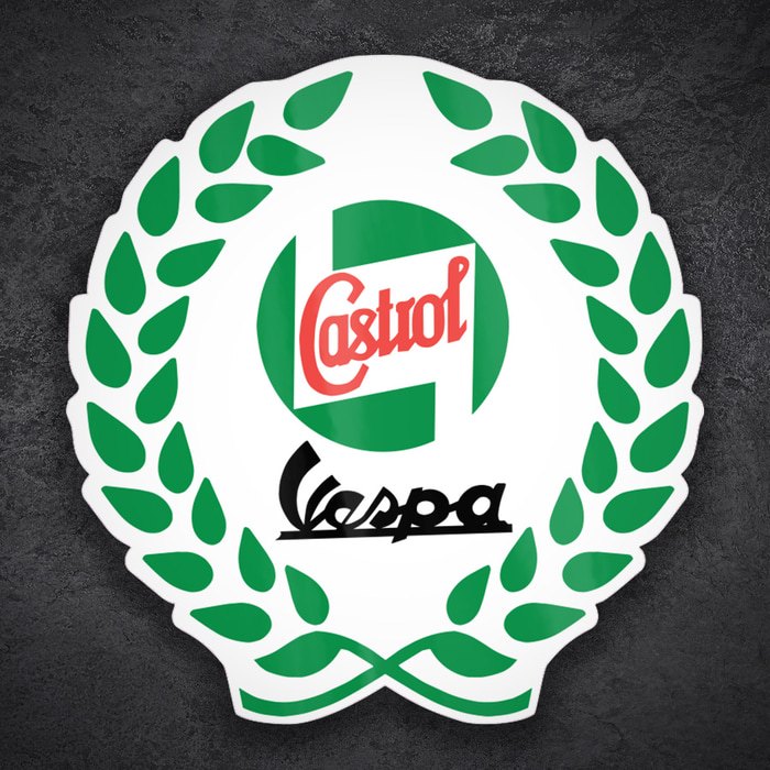Aufkleber: Castrol Vespa mit Lorbeerkranz