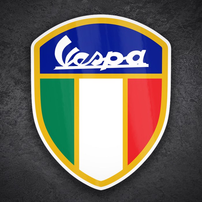 Aufkleber: Klassisches Vespa-Wappen mit Italienischer Flagge