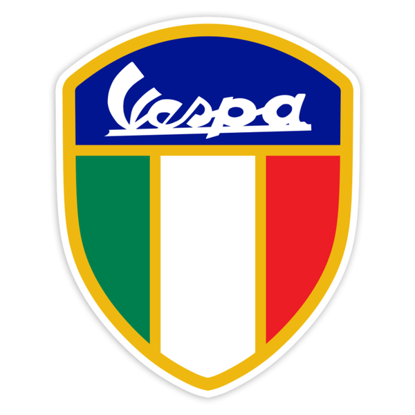 Aufkleber: Klassisches Vespa-Wappen mit Italienischer Flagge