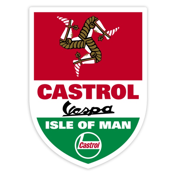 Aufkleber: Klassisches Vespa Castrol Wappen Isle of Man