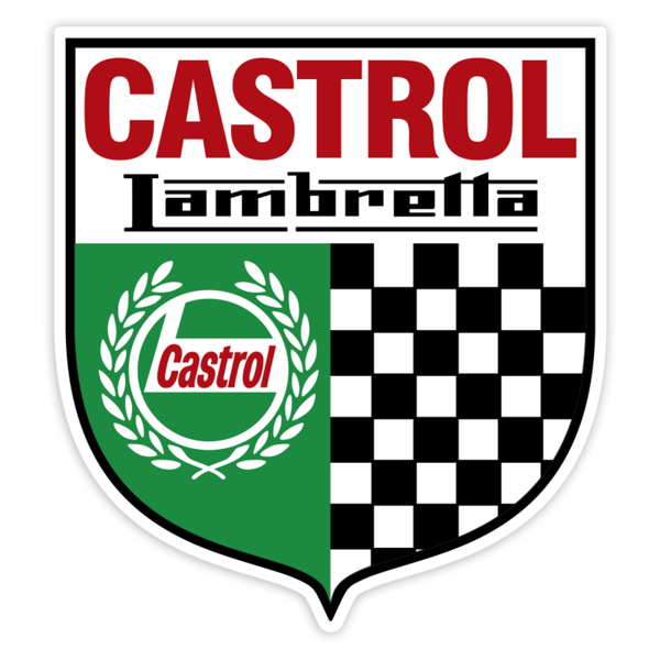 Aufkleber: Lambretta Castrol Wappen mit Racing-Schachbrett
