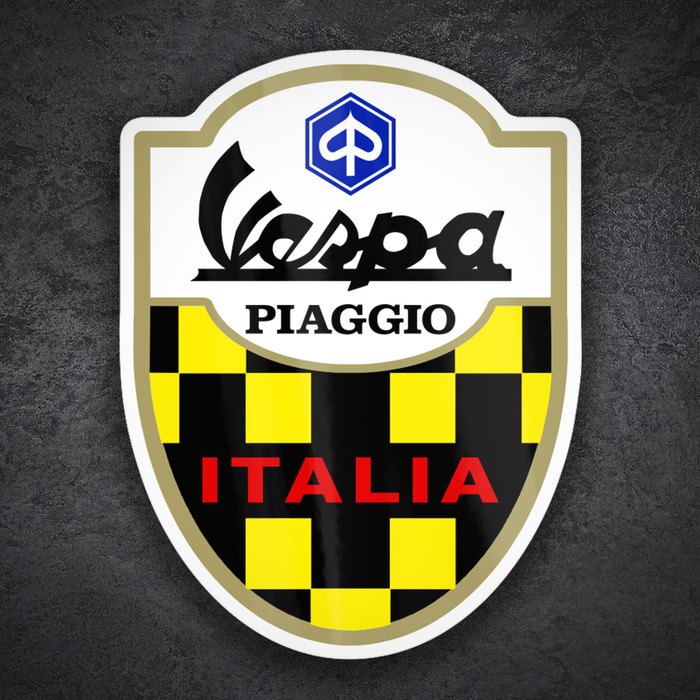Aufkleber: Piaggio Vespa Italien Racing-Wappen mit Karomuster