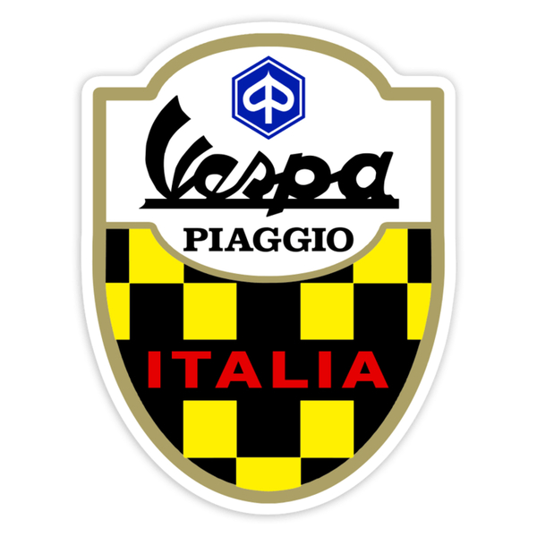 Aufkleber: Piaggio Vespa Italien Racing-Wappen mit Karomuster