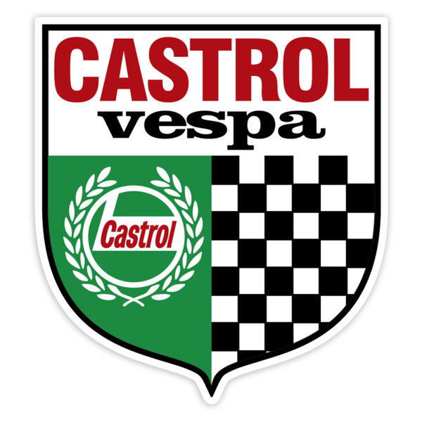 Aufkleber: Vespa Castrol Wappen mit Racing-Schachbrett