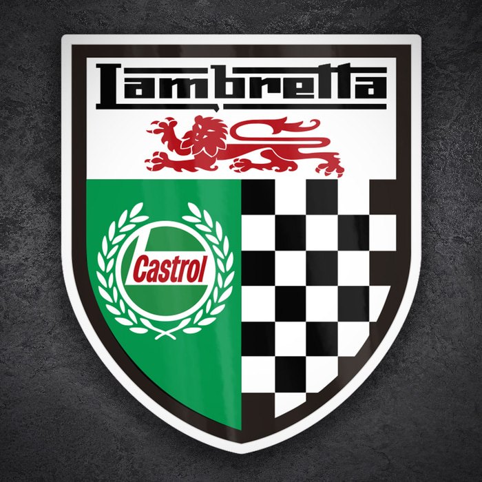 Aufkleber: Lambretta Castrol-Wappen mit englischem Löwen und