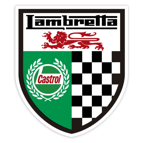 Aufkleber: Lambretta Castrol-Wappen mit englischem Löwen und
