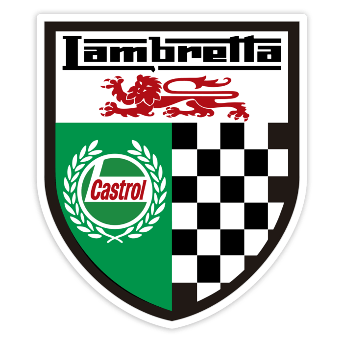 Aufkleber: Lambretta Castrol-Wappen mit englischem Löwen und
