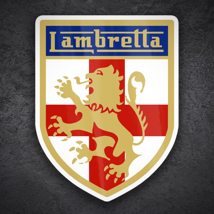 Aufkleber: Lambretta Goldener Löwe und Georgskreuz