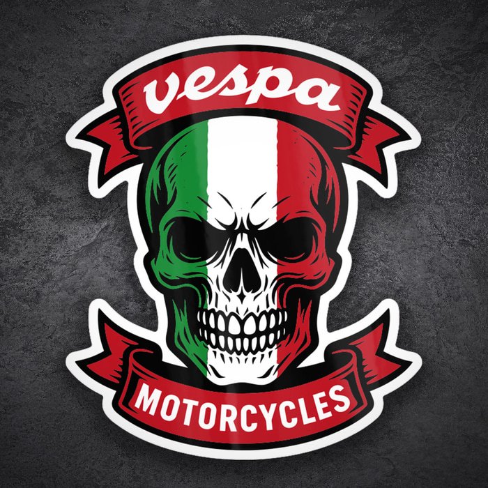 Aufkleber: Vespa Totenkopf Italien Motorcycles