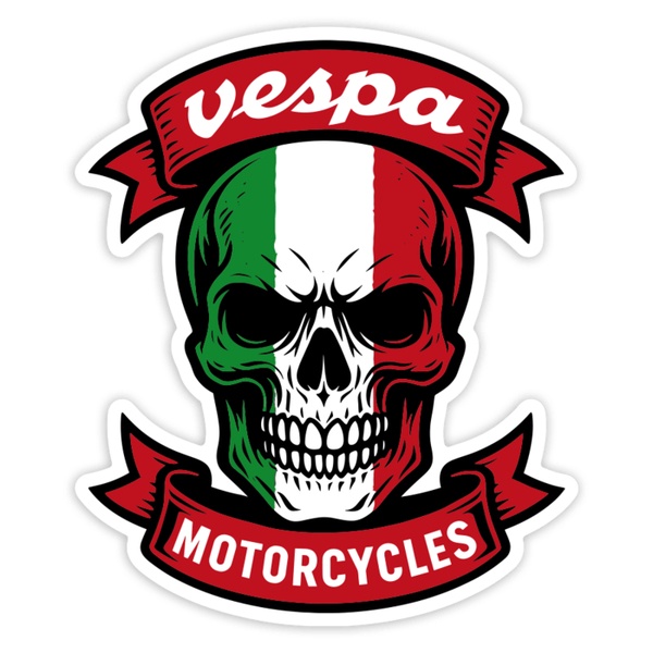 Aufkleber: Vespa Totenkopf Italien Motorcycles