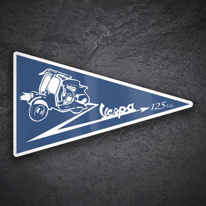 Aufkleber: Blaues Vespa 125 c.c. Vintage Emblem