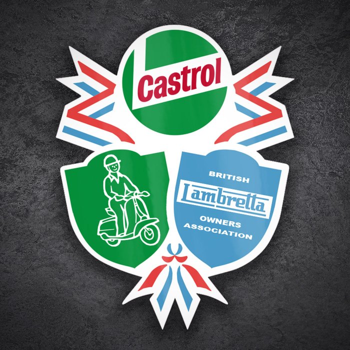 Aufkleber: Vintage-Wappen Lambretta Castrol Britischen Stil