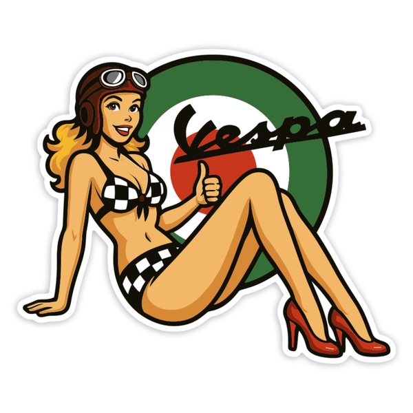 Aufkleber: Vespa Pin-up Mädchen Italien