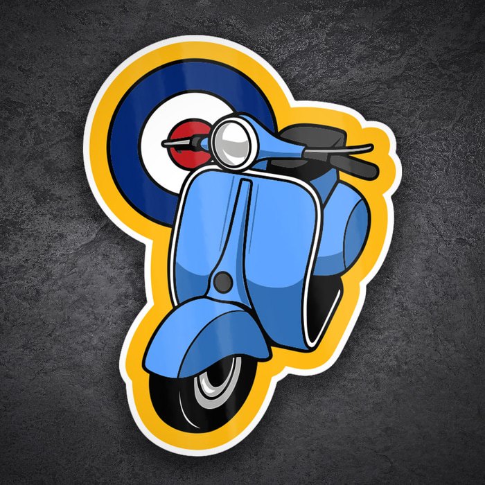 Aufkleber: Blauer Mod-Klassikroller