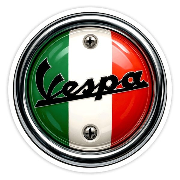 Aufkleber: Vespa Emblem Italien Flagge Chromschrauben