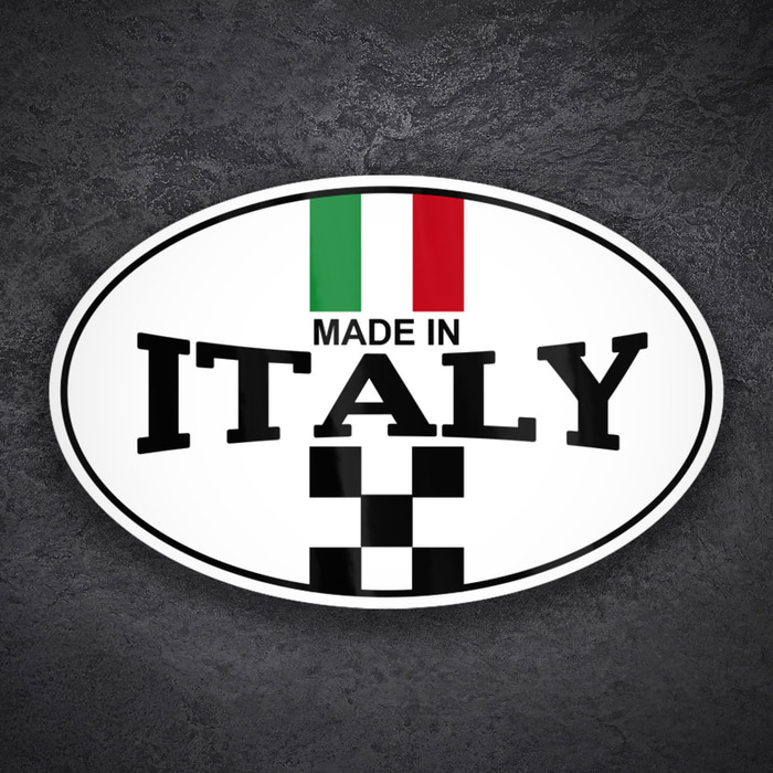 Aufkleber: Made in Italy Flagge Karomuster