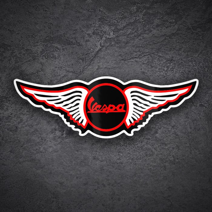 Aufkleber: Vespa Retro Look Roten Flügeln