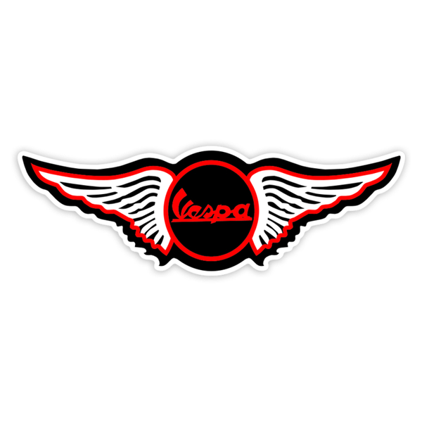 Aufkleber: Vespa Retro Look Roten Flügeln