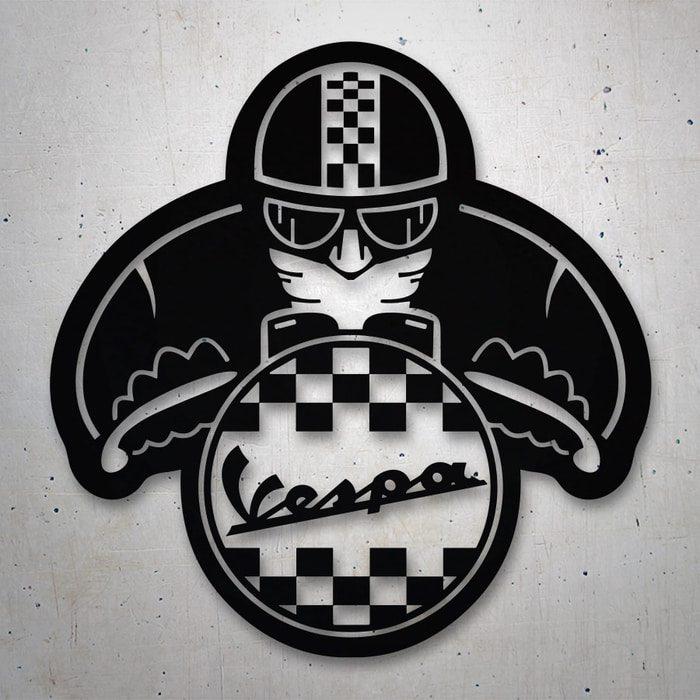 Aufkleber: Retro Vespa Rennfahrer