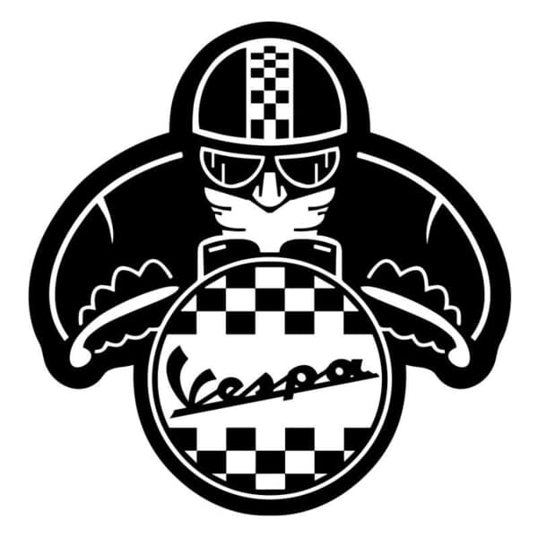 Aufkleber: Retro Vespa Rennfahrer