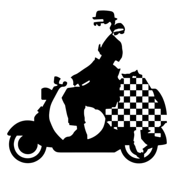 Aufkleber: Ska-Mod-Paar auf dem Roller