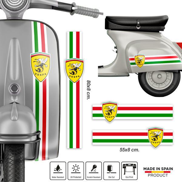 Aufkleber: Vespa Italien-Flagge Aufkleber-Set